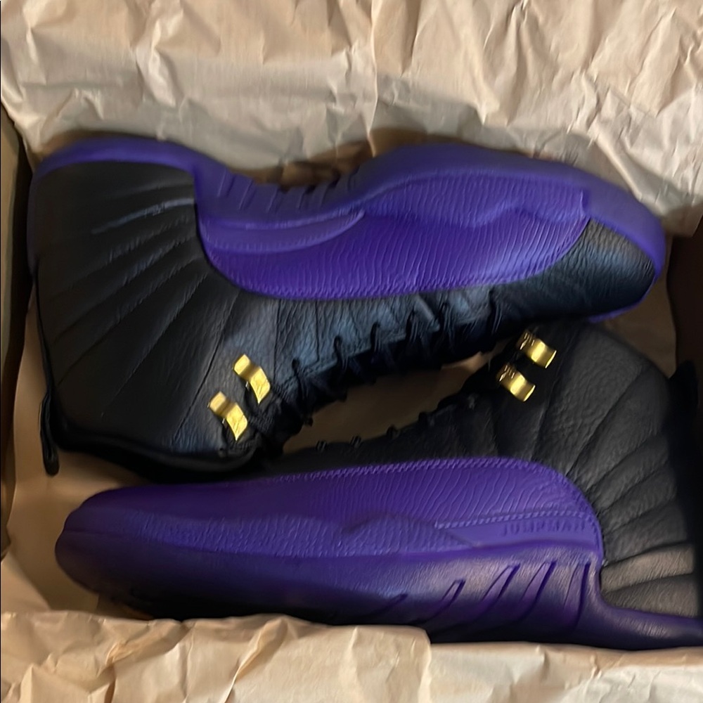 Jordan 12 Black and Court Purple